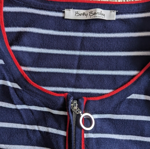 Betty Barclay floral/striped front zipper cardigan 18 - Picture 2 of 7